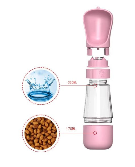 2 In 1 Portable Pet Water Bottle - Dogs & Cats